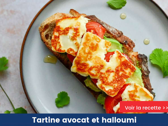 Tartine avocat et halloumi